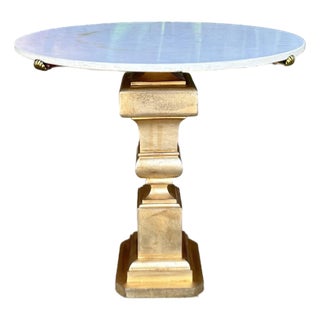 Italian Palladio Accent Table With Round Carrara Marble Top For Sale