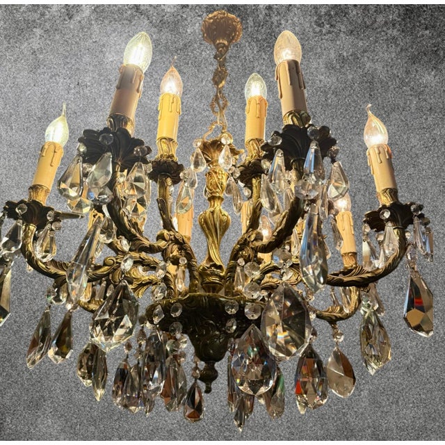 Antique French Louis XV Crystal Chandelier, 1890s For Sale - Image 4 of 16