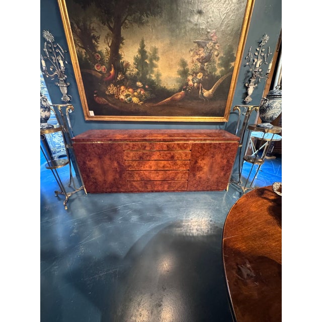 MCM Design Burl Walnut and Brass Sideboard For Sale In Dallas - Image 6 of 9