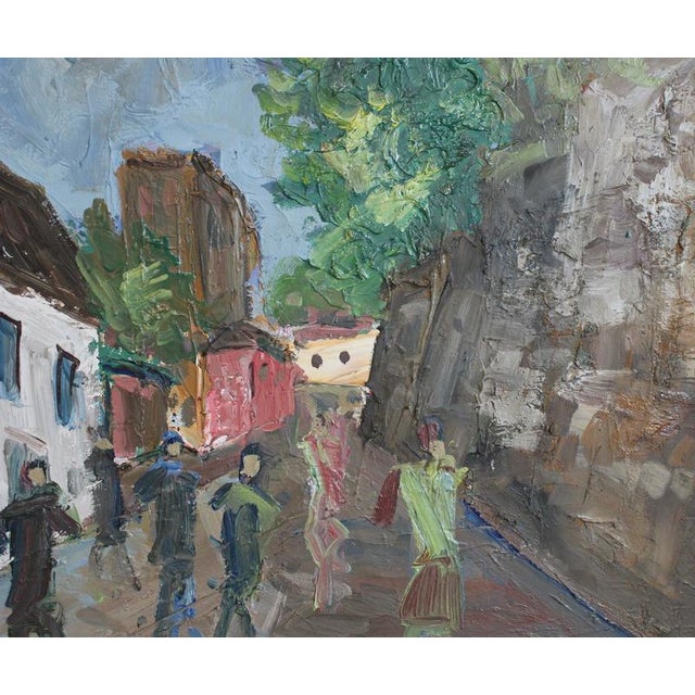 Roland Dubuc, Strollers in Montmartre, 1960s, Oil Painting on Canvas, Framed For Sale - Image 8 of 16