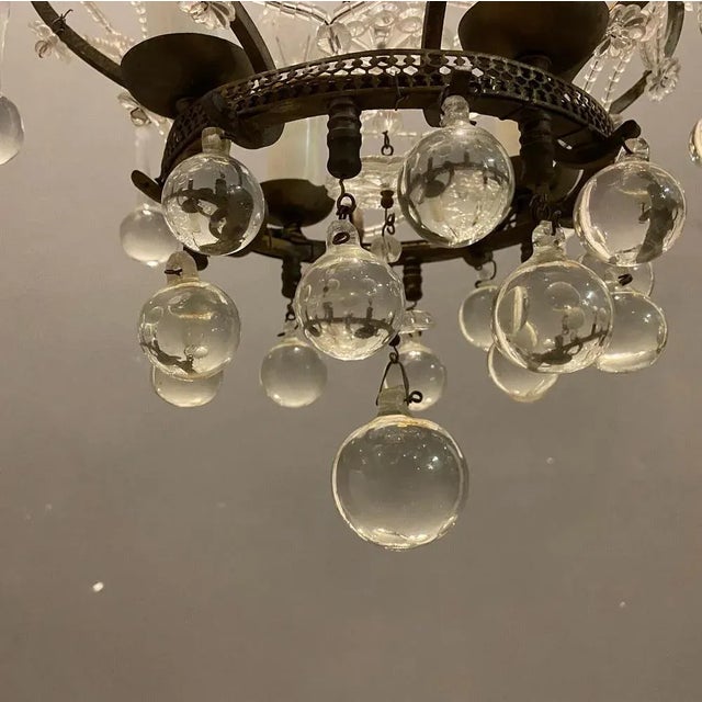 Vintage Italian Light Pendant with Murano Glass Drops For Sale - Image 10 of 13