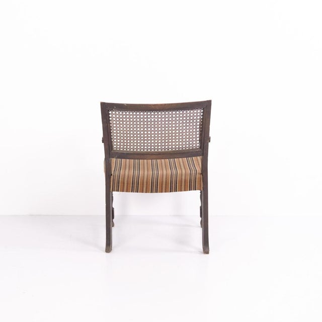 Antique Oak Armchair with Upholstery and Cane, 1920s For Sale - Image 4 of 10