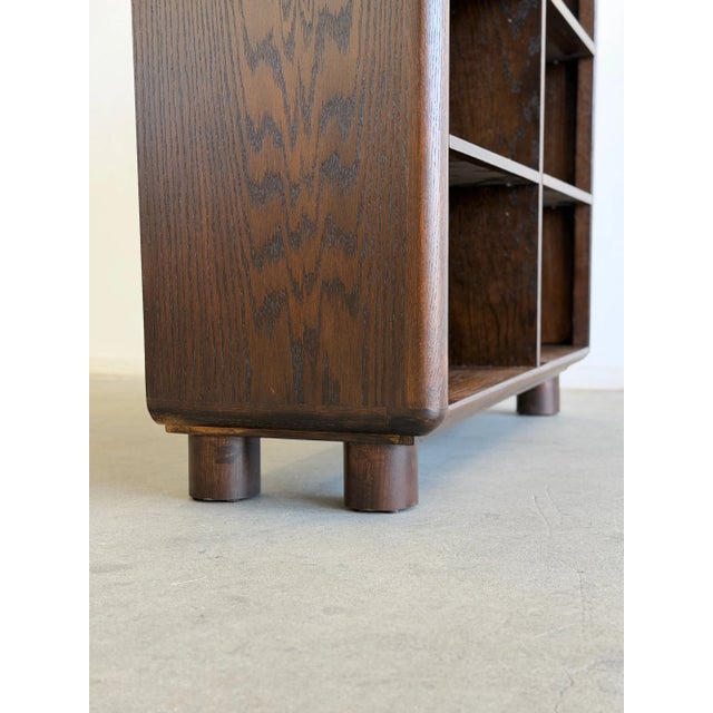 Vintage Oak Bookcase Cylinder Legs For Sale - Image 15 of 16