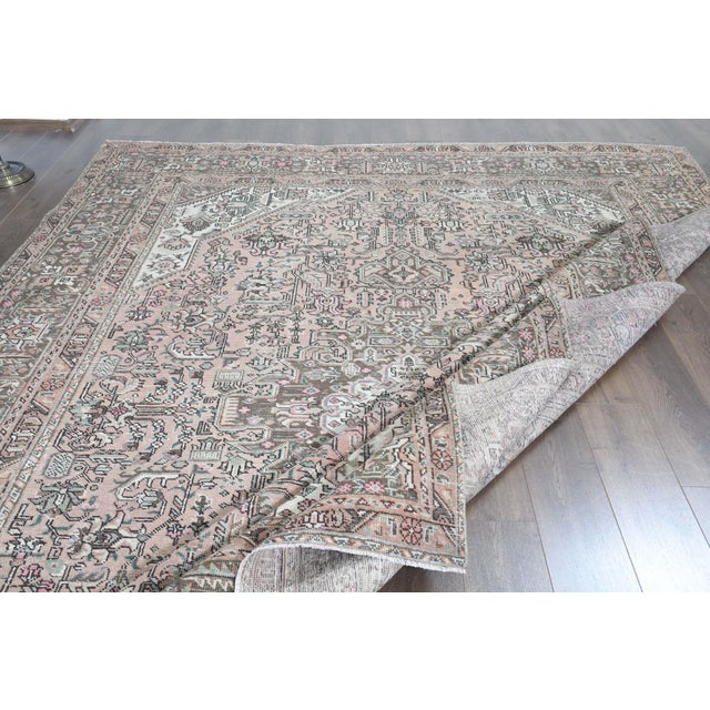 1970s 1970s Vintage Persian Handmade Wool Coton Orange Area Rug For Sale - Image 5 of 11