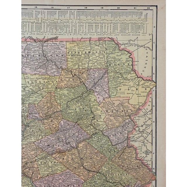 Early 20th Century Antique Late 19th Early 20th Century "Pennsylvania" Color Atlas Map c.1910 For Sale - Image 5 of 15