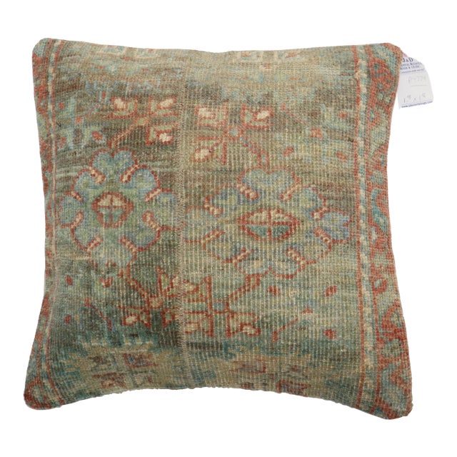 Antique Persian Sea Foam Color Rug Pillow For Sale