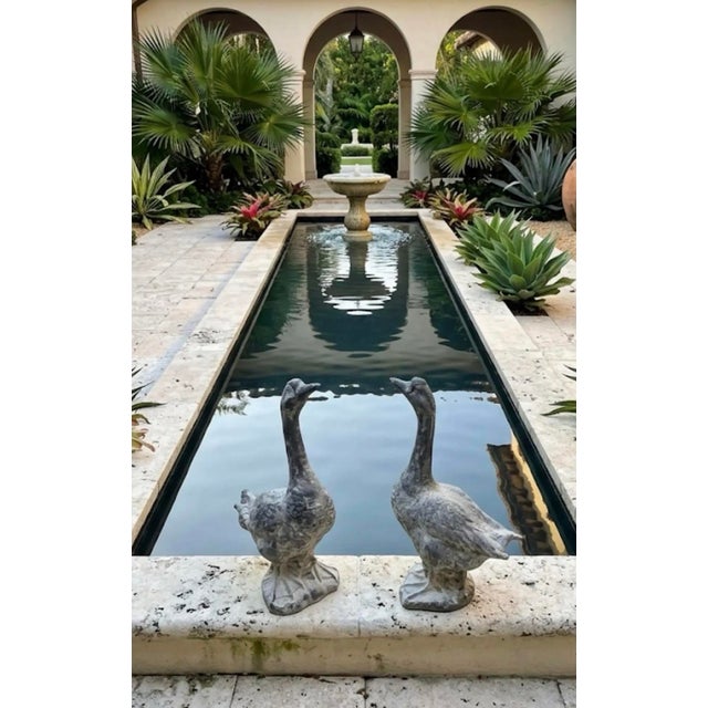 Pair of Vintage Brutalist Style Cast Metal Goose Sculptures For Sale - Image 10 of 10