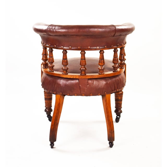 Late 19th Century 19th Century Victorian English Oak Armchair For Sale - Image 5 of 10