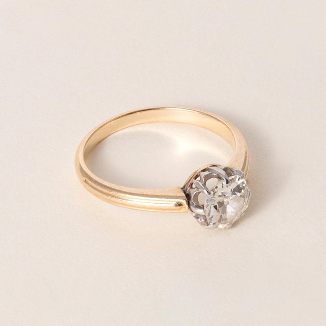 A beautifully preserved antique solitaire, this late 19th-century ring centers around a romantic old mine cut diamond, its...