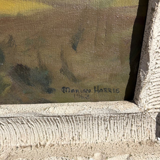 Green Marian Harris American Landscape Painting Oil on Canvas 1965 For Sale - Image 8 of 15
