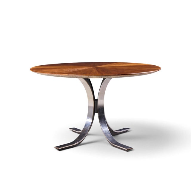Mid 20th Century Osvaldo Borsani for Stow & Davis Mid Century Starburst Walnut and Steel Oval Dining Table For Sale - Image 5 of 7