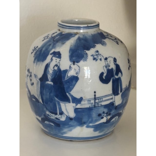 Chinoiserie Small Scale Chinese Blue & White Chinoiserie Style Ginger Jar Without Lid For Sale - Image 3 of 16