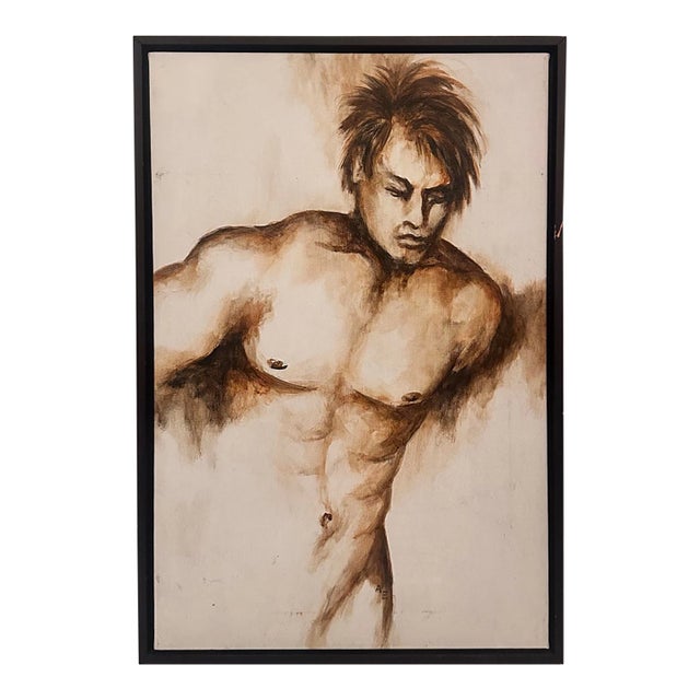 Vintage Nude Male Figure Painting For Sale