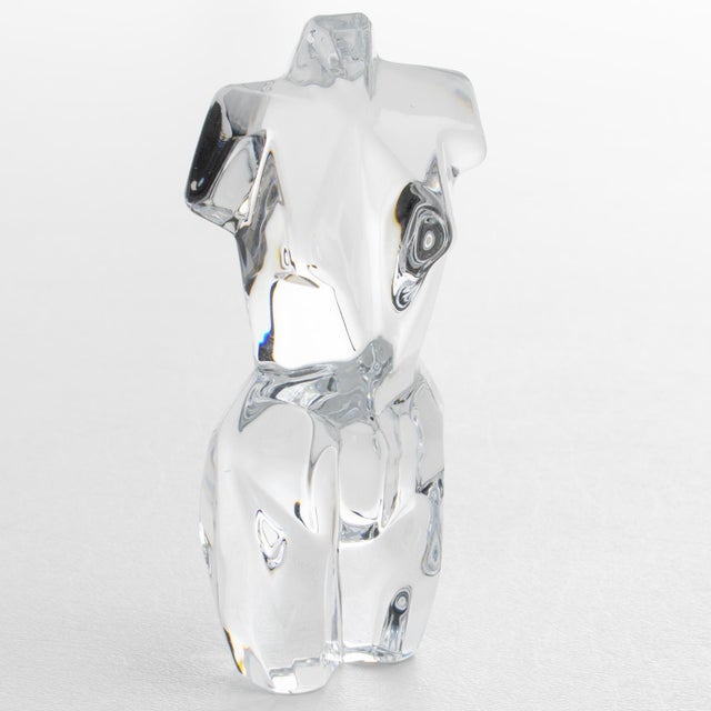 Transparent Pedro Ramirez Vasquez for Daum Crystal Athena Cubist Torso Female Sculpture For Sale - Image 8 of 11