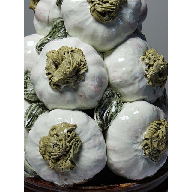 Vintage Trompe-Lœil Pyramid of Garlic in Glazed Ceramic, 1960s For Sale - Image 14 of 16