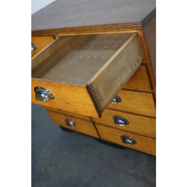 Mid-20th Century German Oak Pine Apothecary Cabinet or Bank of Drawers For Sale - Image 11 of 14