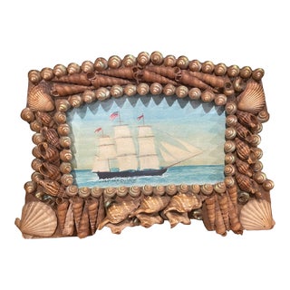 Mary Maguire Ship, in Vintage Seashell Frame For Sale