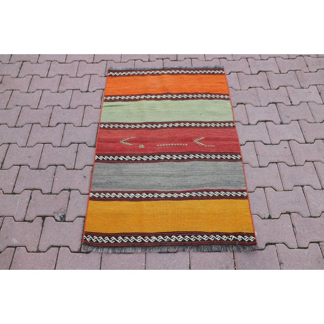 1960s Turkish Oushak Rug With Stripe Patterns For Sale - Image 9 of 9