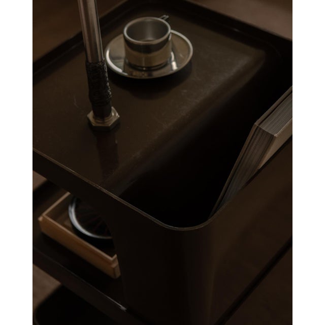 Brown Vintage Space Age Brown Serving Trolley by Marc Held for Prisunic, 1970s For Sale - Image 8 of 12