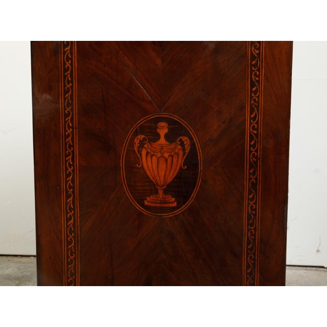 Brown Petite Italian 18th Century Neoclassical Commode with Marble Top and Marquetry For Sale - Image 8 of 12