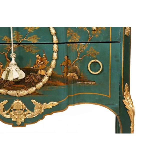 French Louis XV Style Green Chinoiserie Commode Chest of Drawers For Sale - Image 13 of 18