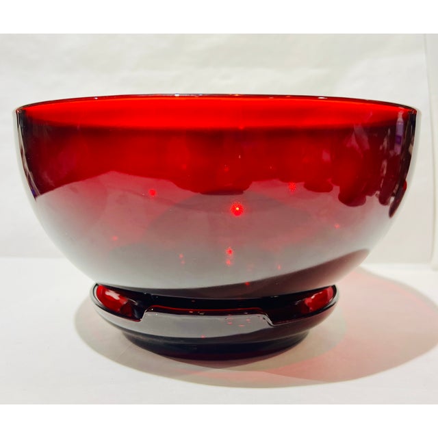 Mid-Century Modern Vintage MCM Anchor Hocking Royal Ruby Red Punch Bowl and Cups - Set of 12 Cups For Sale - Image 3 of 12