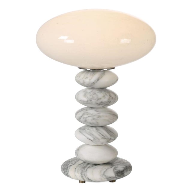Stacked Marble Stone Mini Table Lamp For Sale