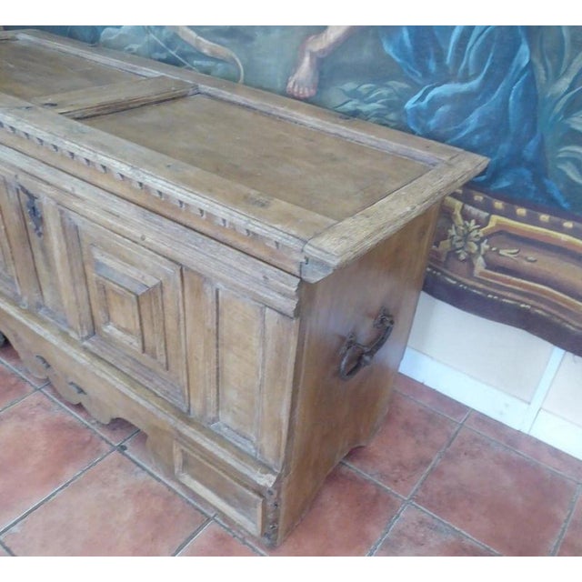 Brown Antique Early 17th Century English Country Oak Chest Coffer, 1620 For Sale - Image 8 of 18