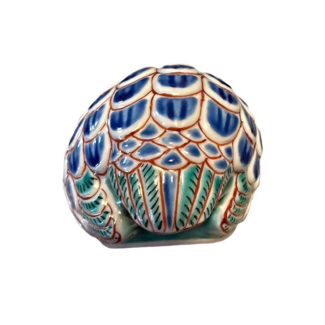 Blue Vintage Japanese Imari Style Porcelain Quail Figurine For Sale - Image 8 of 8