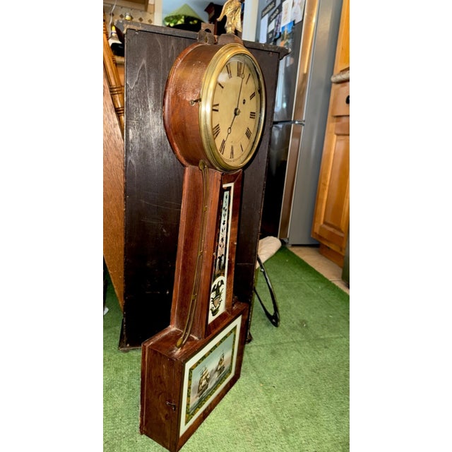 Brown Early 19th Century Massachusetts Banjo Wall Clock by Horace Tifft For Sale - Image 8 of 12
