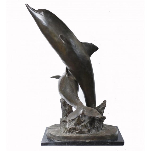 Vintage Bronze Dolphin Statue For Sale - Image 9 of 14