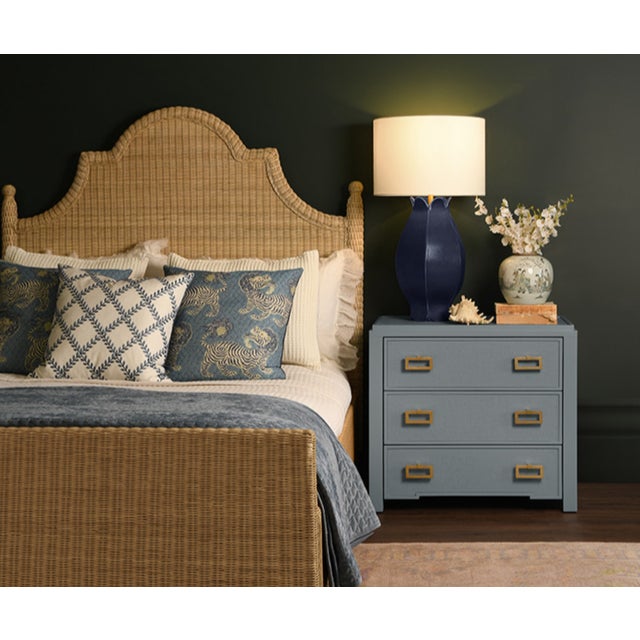 New special order item. Not vintage. The Chamberlain bed frame is crafted with a stylish rattan headboard, side rails, and...