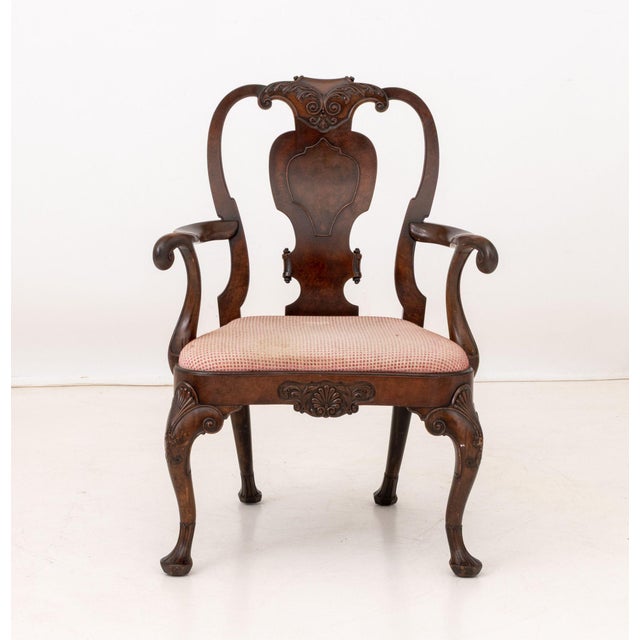 Queen Anne Mid Queen Anne Style Mahogany Chairs, Associated Pair For Sale - Image 3 of 11