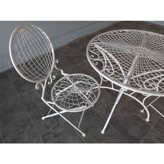 Metal Italian Mid-Century Modern Wrought Iron Bistro Set, Sunburst & Globe Motif, 1970s For Sale - Image 7 of 10