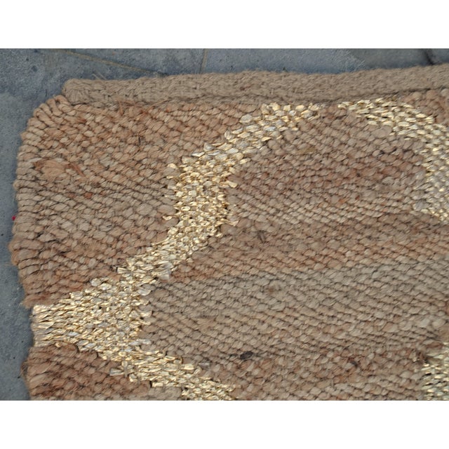 Hand Knotted Jute and Gold Foiled Papercord Rug, 1980s For Sale - Image 10 of 15