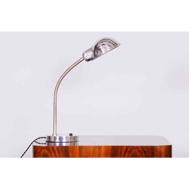 Silver Bauhaus Table Lamp in Chrome, Czechia, 1930s For Sale - Image 8 of 9