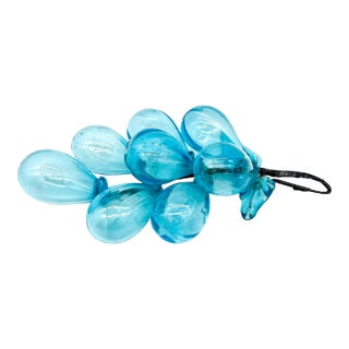 Oversized Mid Century Turquoise/ Aqua Glass Grapes For Sale