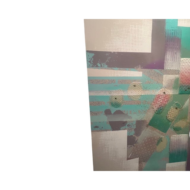 1980s Vintage Postmodern 1980s Abstract Large Canvas Oil Painting Wall Art Signed Noah For Sale - Image 5 of 12