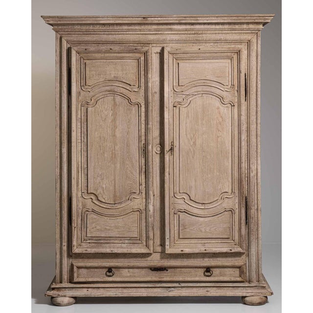 1800-1809 France Weathered Pale Grey Painted Oak Armoire For Sale - Image 10 of 11