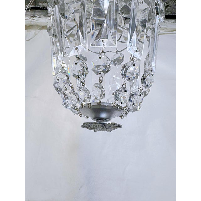 Vintage Glass Dish Basket Chandelier For Sale - Image 4 of 8