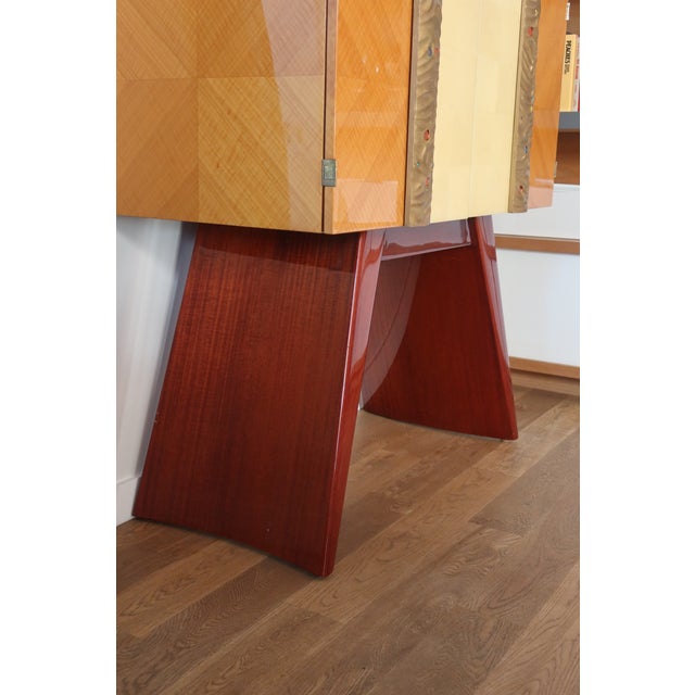 Late 20th Century Late 20th Century Dakota Jackson Postmodern Dry Bar Cabinet in Lacquered Maple and Parchment For Sale - Image 5 of 15