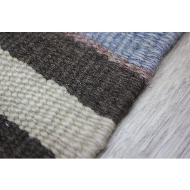 Late 20th Century Rustic Style Turkish Stripe Design Ethnic Wool Kilim Rug For Sale - Image 10 of 13