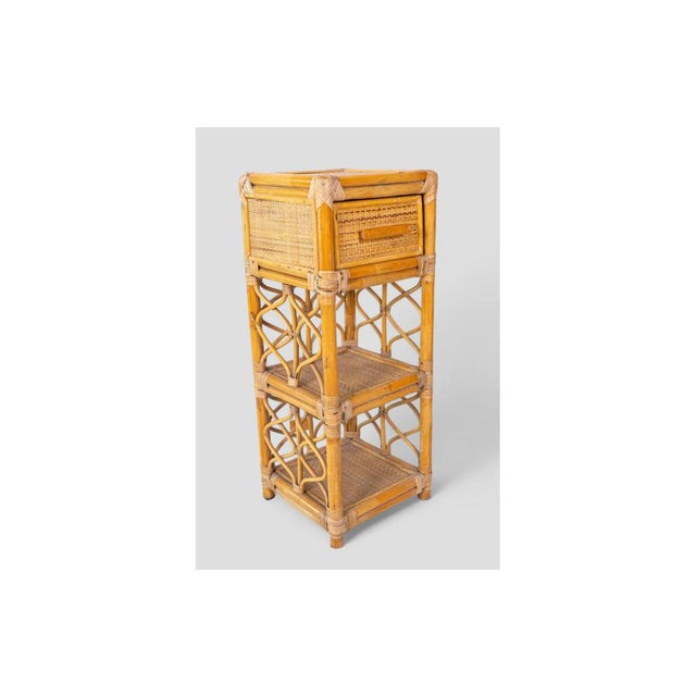 Vintage Rattan Cabinet with Drawer and Shelves, 1960s-1970s For Sale - Image 3 of 11