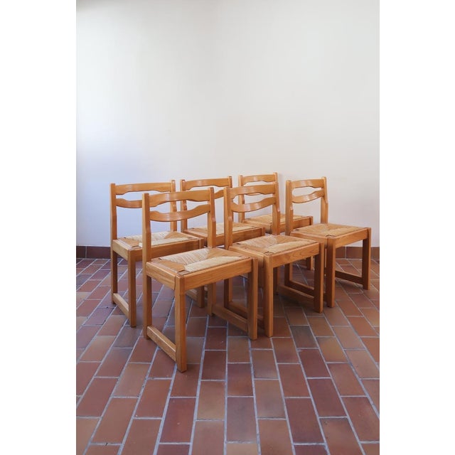 Elm and Rush Dining Chairs from Maison Regain, France, 1980s, Set of 6 For Sale - Image 13 of 13