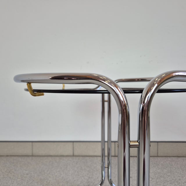 Glass Mid-Century Chrome and Glass Bar Cart, 1970s, 1960s For Sale - Image 7 of 11