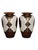 Stunning pair of vintage urnshaped floor vases, mandala pattern motif, mother of pearl/capiz shell bodies, both in...