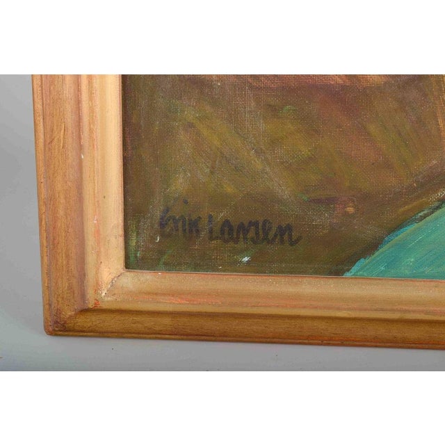 Erik Larsen, Portrait of a Woman in a Bar, Mid-20th Century, Oil on Canvas For Sale - Image 3 of 6