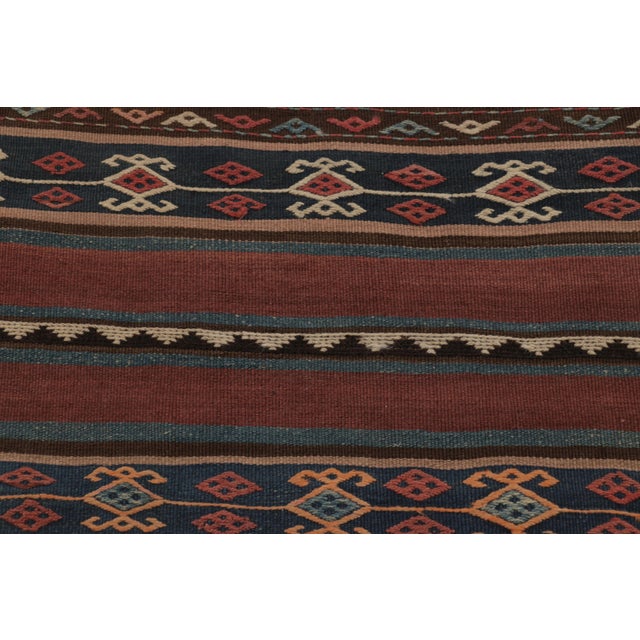 Textile Vintage Persian Kilim, Tribal Runner Rug With Ram's Horn Motifs - Rug & Kilim For Sale - Image 7 of 8