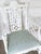 Pair of Chinese Chippendale style armchairs with white gesso finish and aqua colored Fermoie fabric. These chairs are...