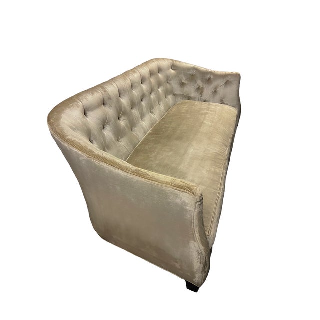 Lee Industries Custom Velvet Sofa Pair - Chesterfield Style For Sale In New York - Image 6 of 10